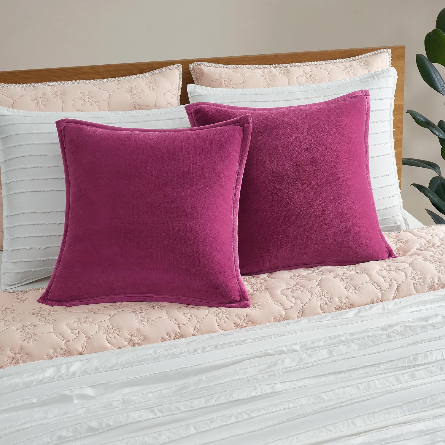 UGG Coco 2-Pack Decorative Pillows - Soft & Plush Throw Pillow Inserts with Throw Pillow Covers - Perfect for Sofa, Bed, Living Room Decor or Home Decor, 20" x 20", Strawberry Pink