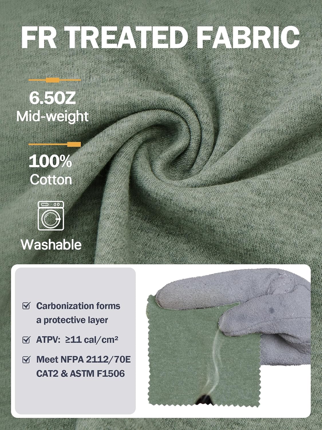 WORKWEYA FR Shirts Flame Resistant Shirt 6.5oz Men's NFPA 2112/CAT2 Long Sleeve Shirt