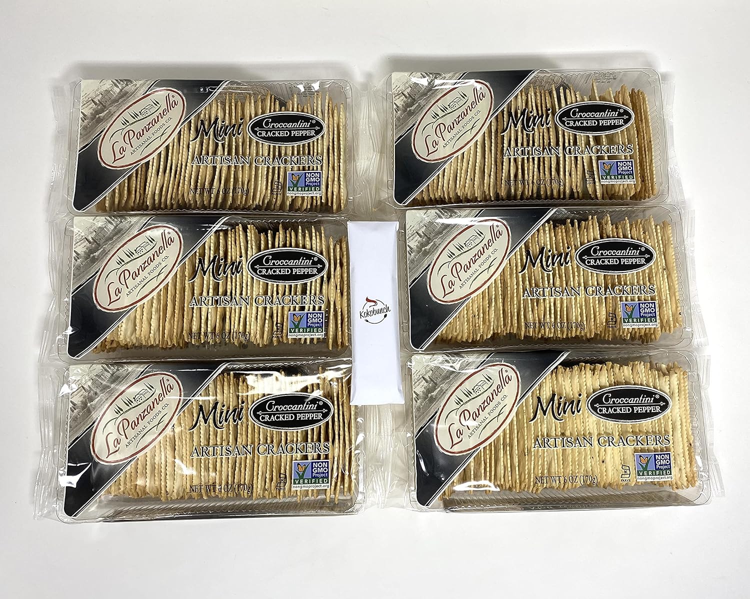 Artisan Gourmet Crackers Mini Croccantini Cracked Pepper Flatbread(Pack of 6)