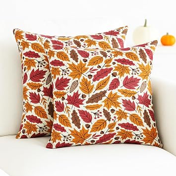 PurpleEssences Autumn Pillow Covers, 16x16 in - Fall Garden