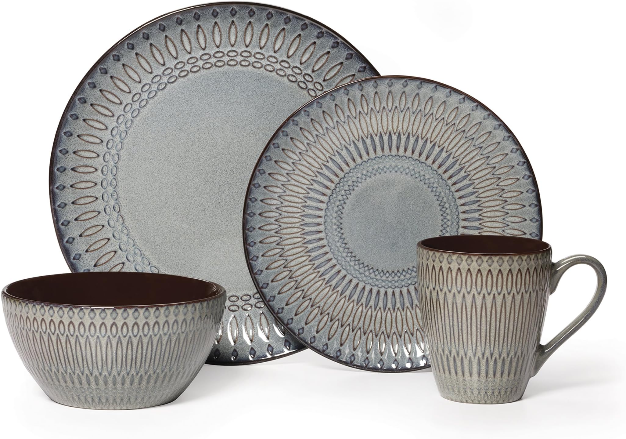 Gourmet Basics by Mikasa Broadway 16-Piece Stoneware Dinnerware Set, Assorted