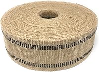 Vista 5 de Correa de yute de 3.5 pulgadas para tapicería y manualidades (11 libras de rayas rojas, 72 yardas)