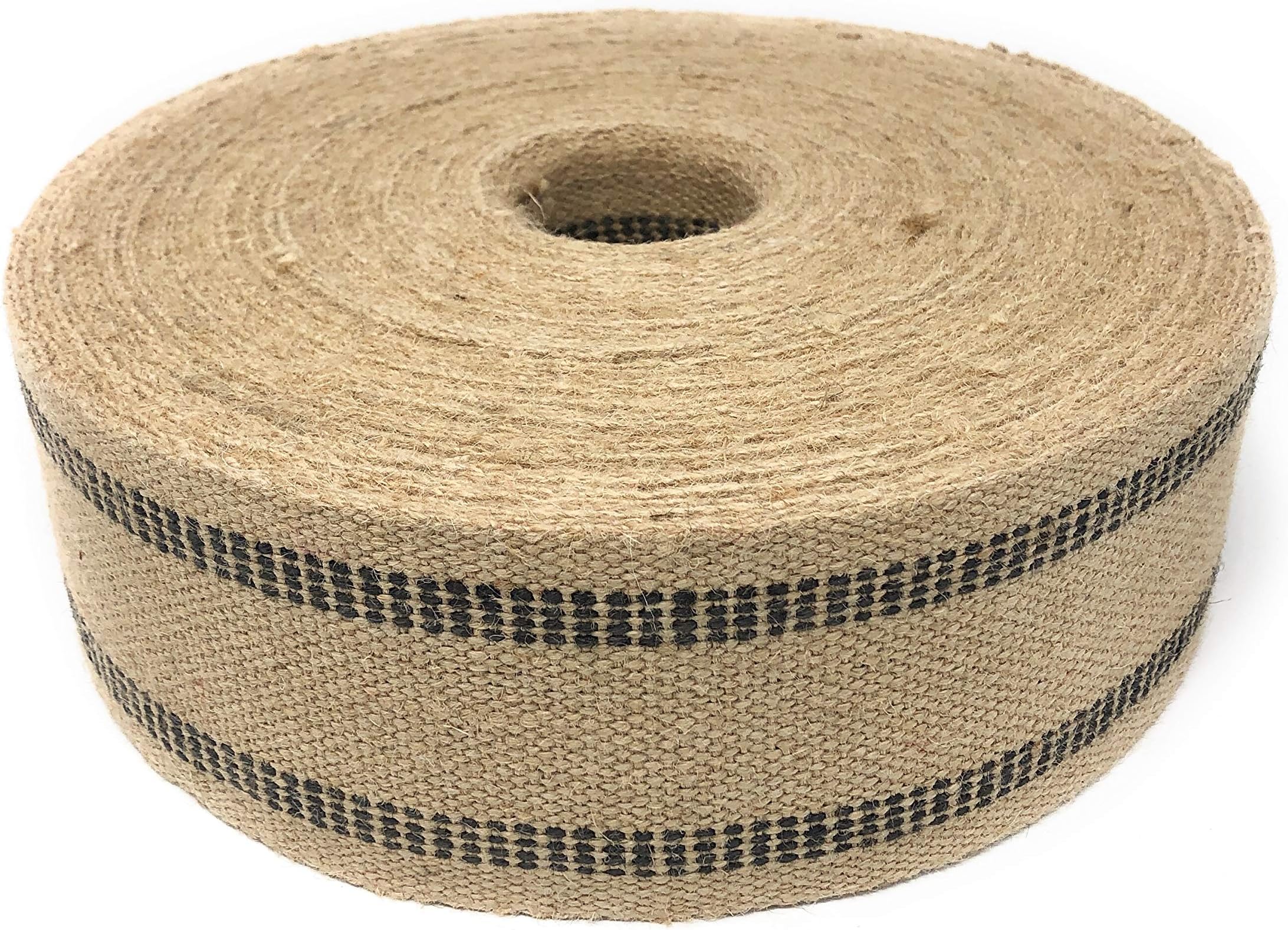 Jute Webbing for Upholstery & Crafts (Black Stripe, 72 Yards)