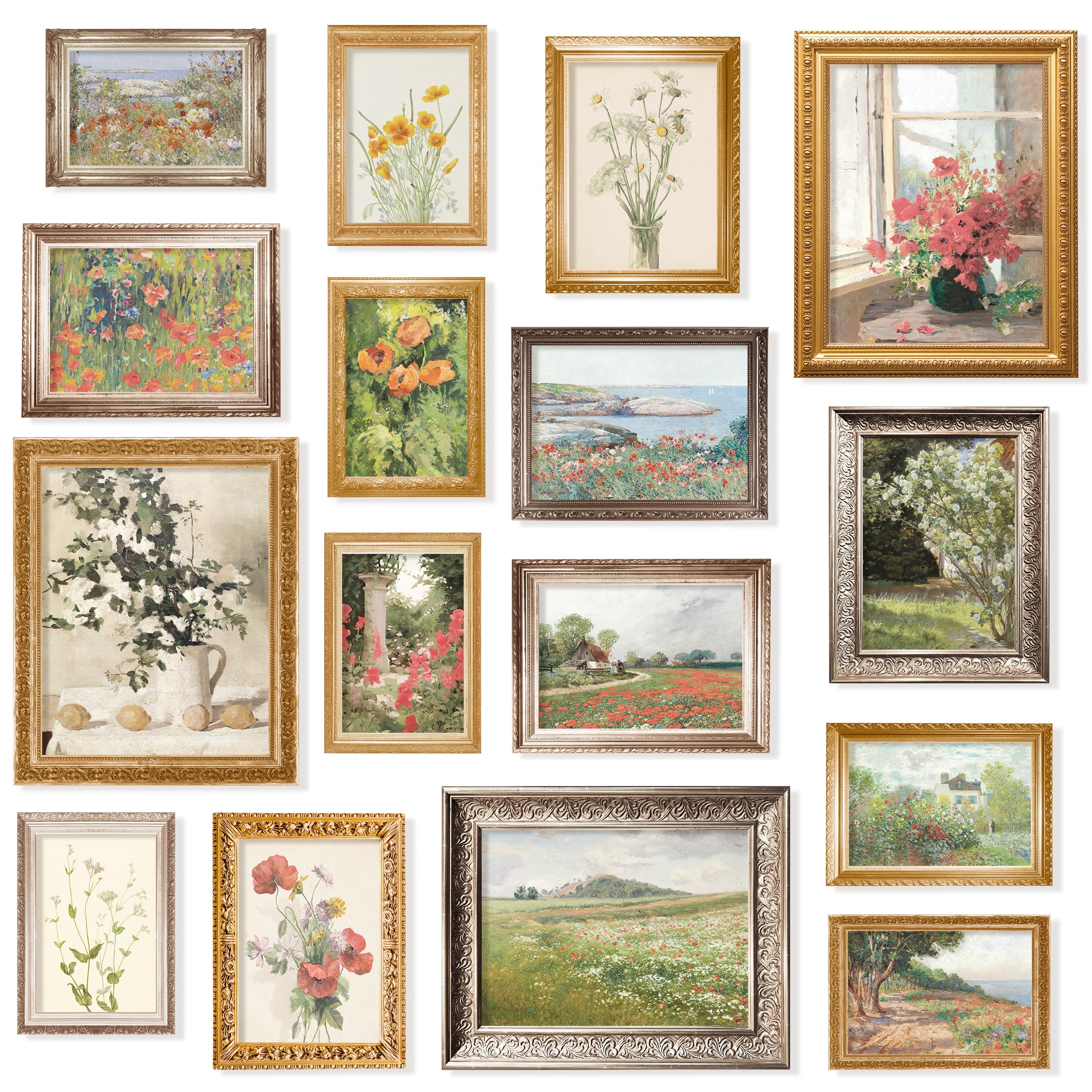 97 Decor Vintage Floral Wall Art - 16 Flower Pictures, Spring Flower Posters, Antique Floral Prints, Nature Wildflower Gallery Wall Prints (8x10