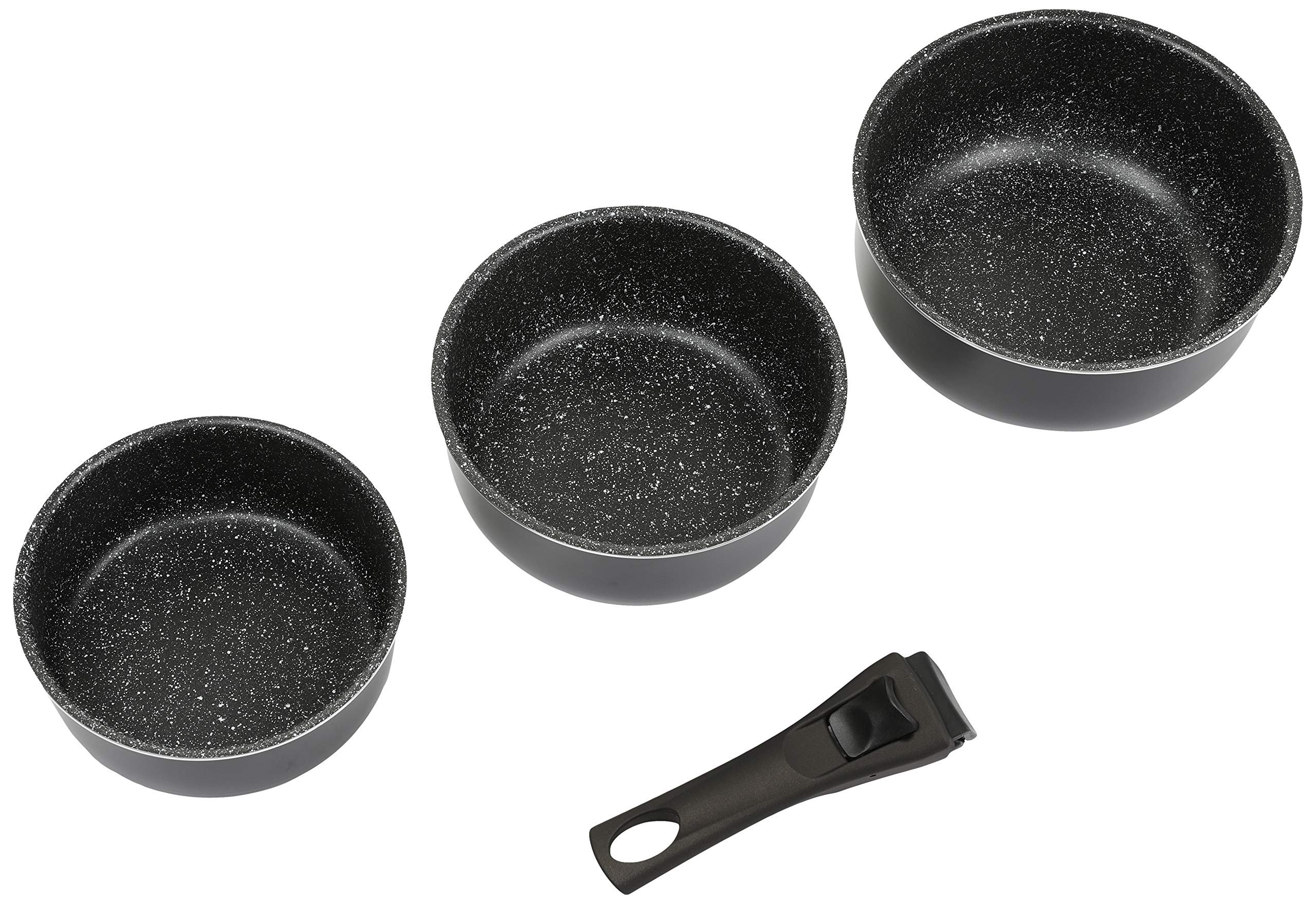 JJA 135112 CASSEROLES 16/​18/​20CM PIERRE + POIGNEES AMOVIBLES, Autre Black