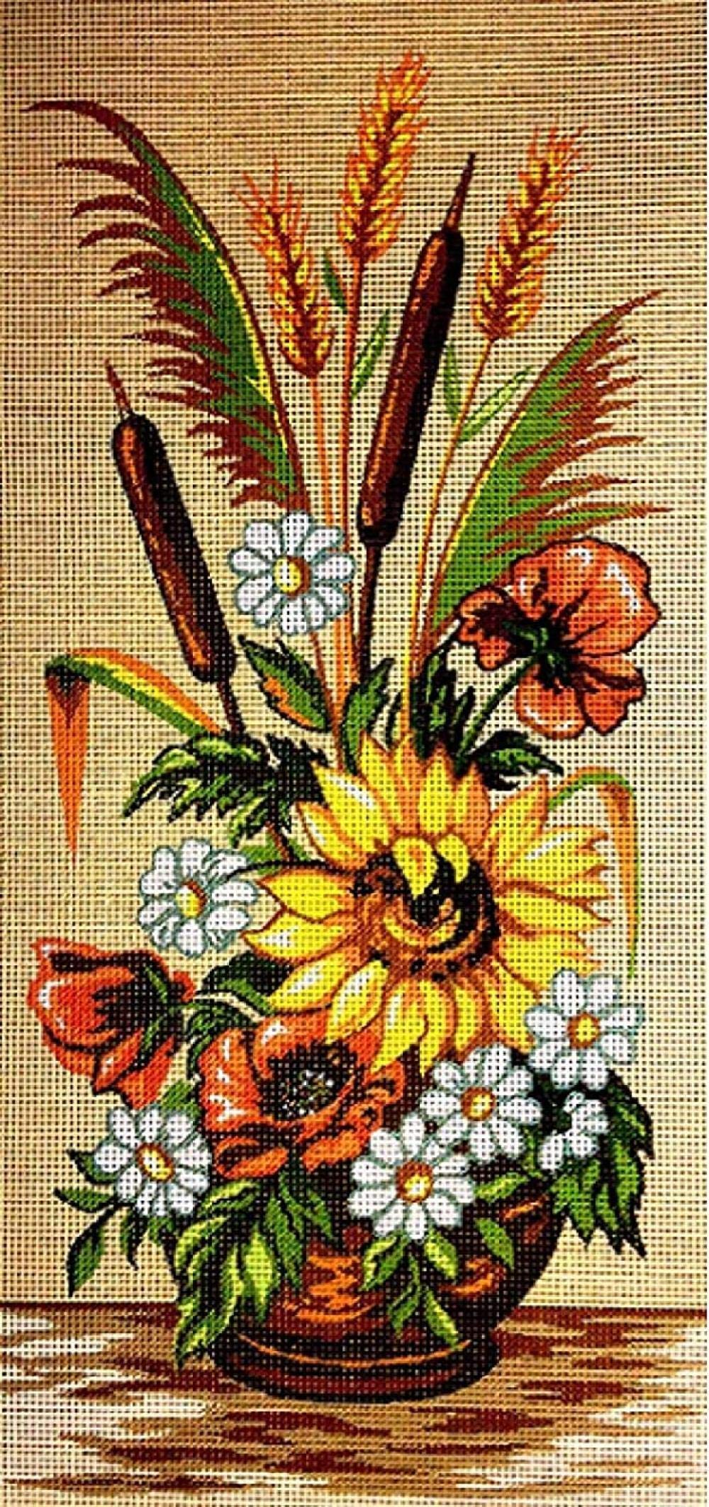 Broderie Ikegami Fleur Tapisserie Facile avec Toile HD 5D pour Éviter la Fatigue Visuelle 18x40cm