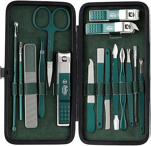 Beauté Secrets – Nail Cutter Set, Ultra Sharp Sturdy Fingernail Toenail Clipper Nail Clipper with Glass file 16 Pcs set for men women adult nail cutter set for Thick Toenails &…
