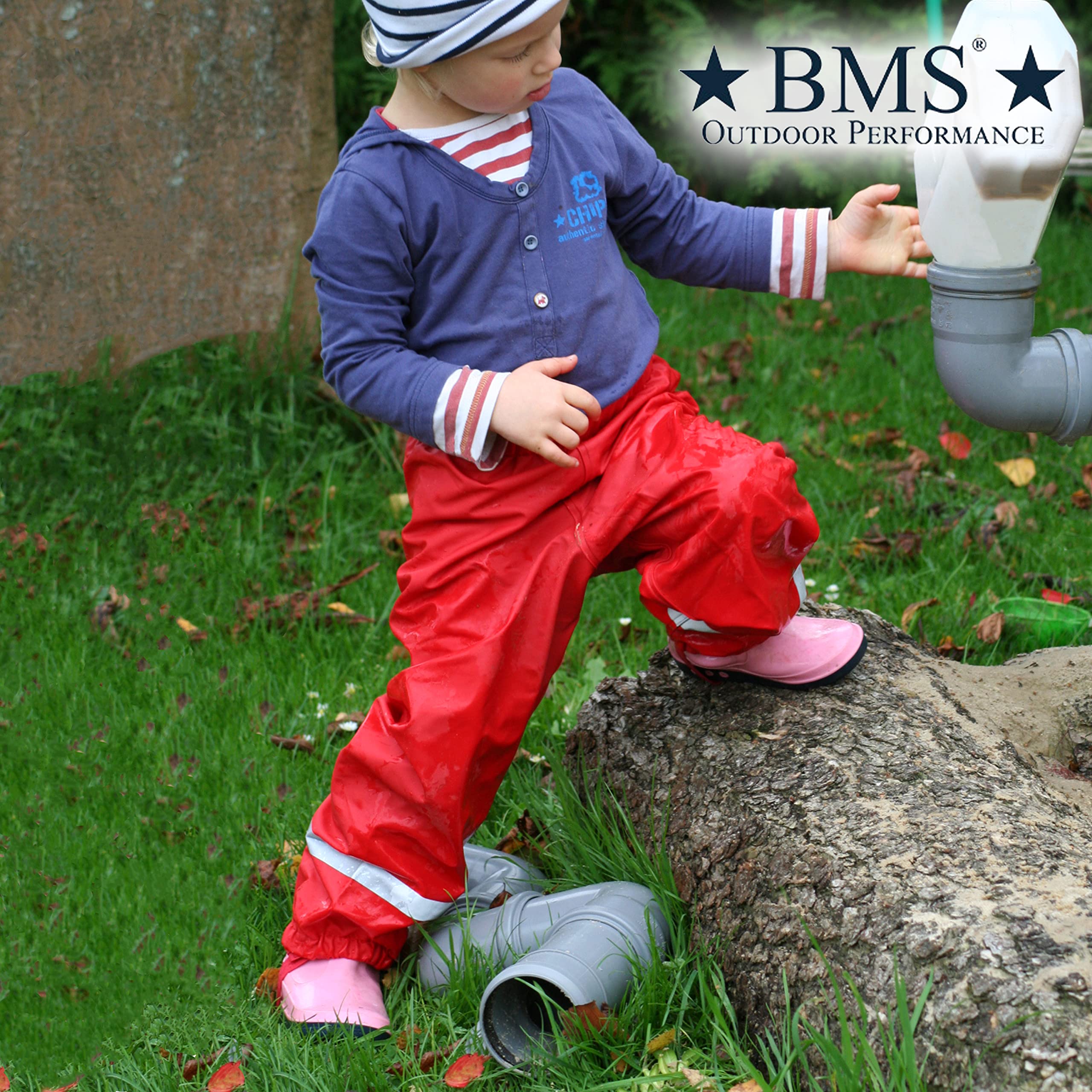 BMS® Regenhose für Kinder ohne Latz, 100% wasserdicht, Softskin, Oeko-Tex, strapazierfähig