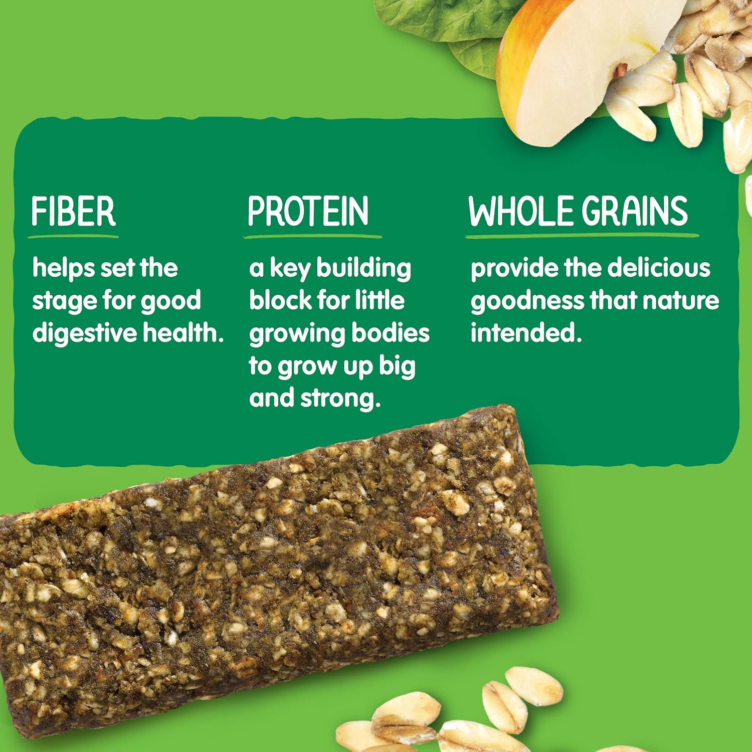 Condition photo showing New/Like New for Happy Tot Organics Fiber & Protein Soft-Baked Oat Bars Toddler Snack Apple & Spinach, 0.88 Ounce Bars, 5 Count Box (Pack of 1)