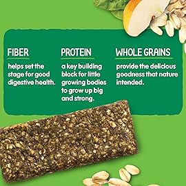 HAPPYTOT Organics Fiber & Protein Soft-Baked Oat Bars Toddler Snack Apple & Spinach, 0.88 Ounce Bars, 5 Count Box (Pack of 1)