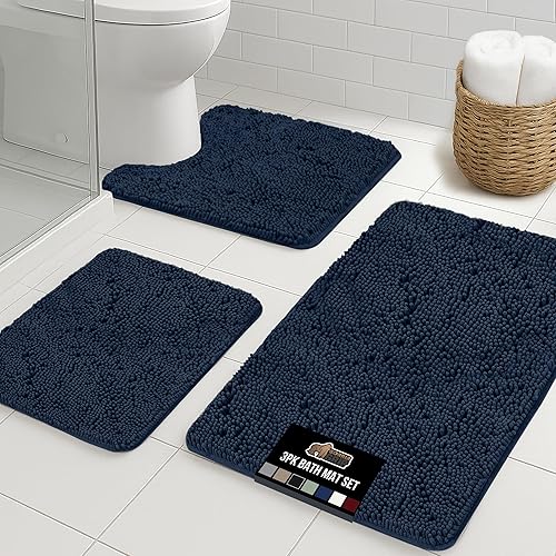 Vista 55 de GORILLA GRIP - Juegos de alfombras de baño, juego de 2 alfombras de área de felpilla suave, alfombra base de inodoro y alfombra de 30 x 20, Gris