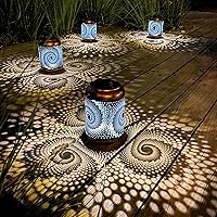 Vista 7 de Linternas solares para colgar al aire libre, linterna LED impermeable de metal con energía solar, decoración de patio, linterna con asa, idea