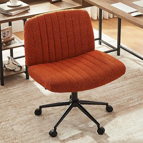 Miniatura 8 de Dowinx Silla cruzada con ruedas, tela preminum y cojín de muelles de bolsillo, silla de computadora giratoria ajustable, silla de computadora de