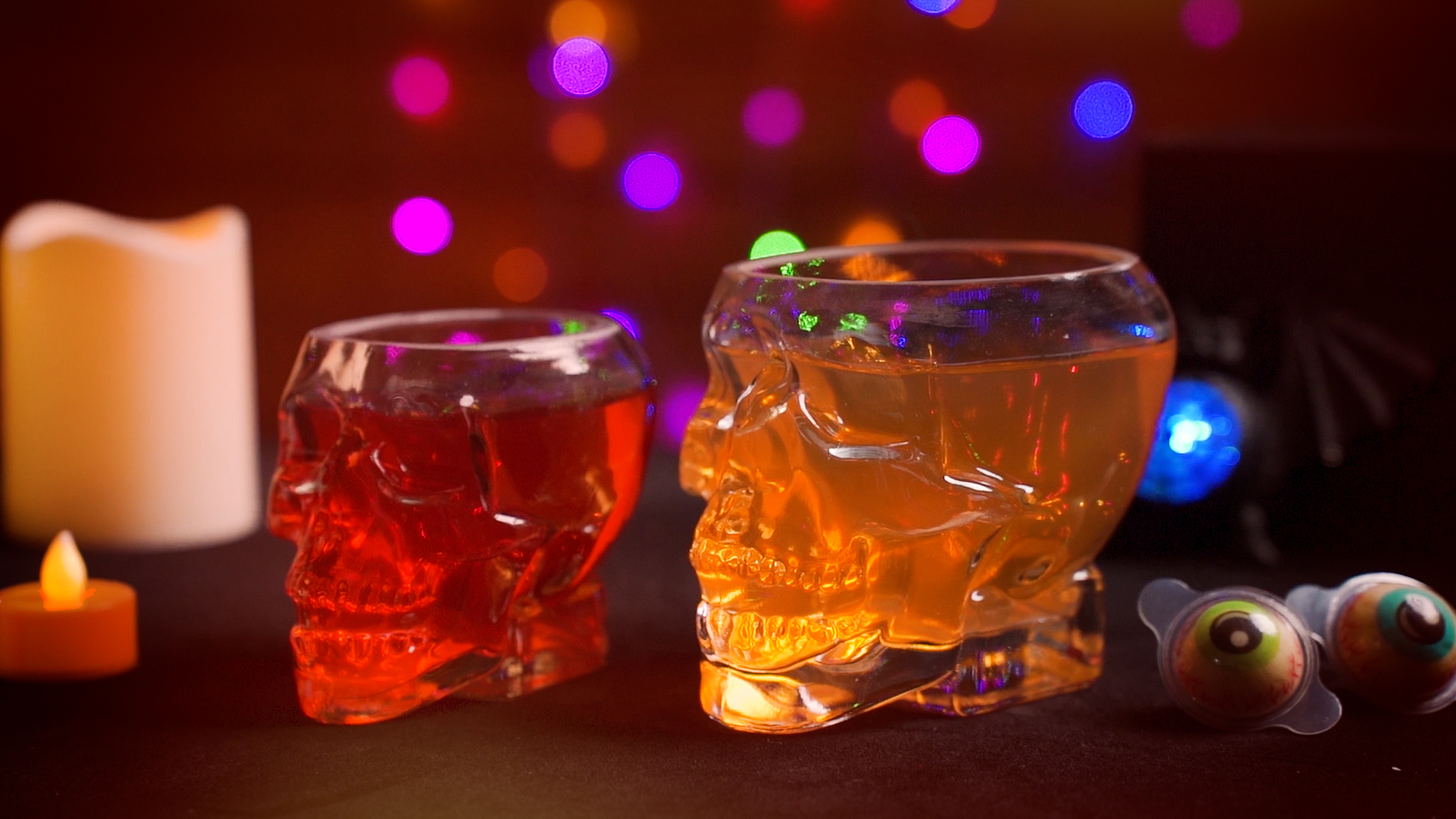 Dandat Halloween Totenkopf Glasbecher – 4 Stück, 680 Ml, Klares Glas Für Cocktail, Whisky, Party