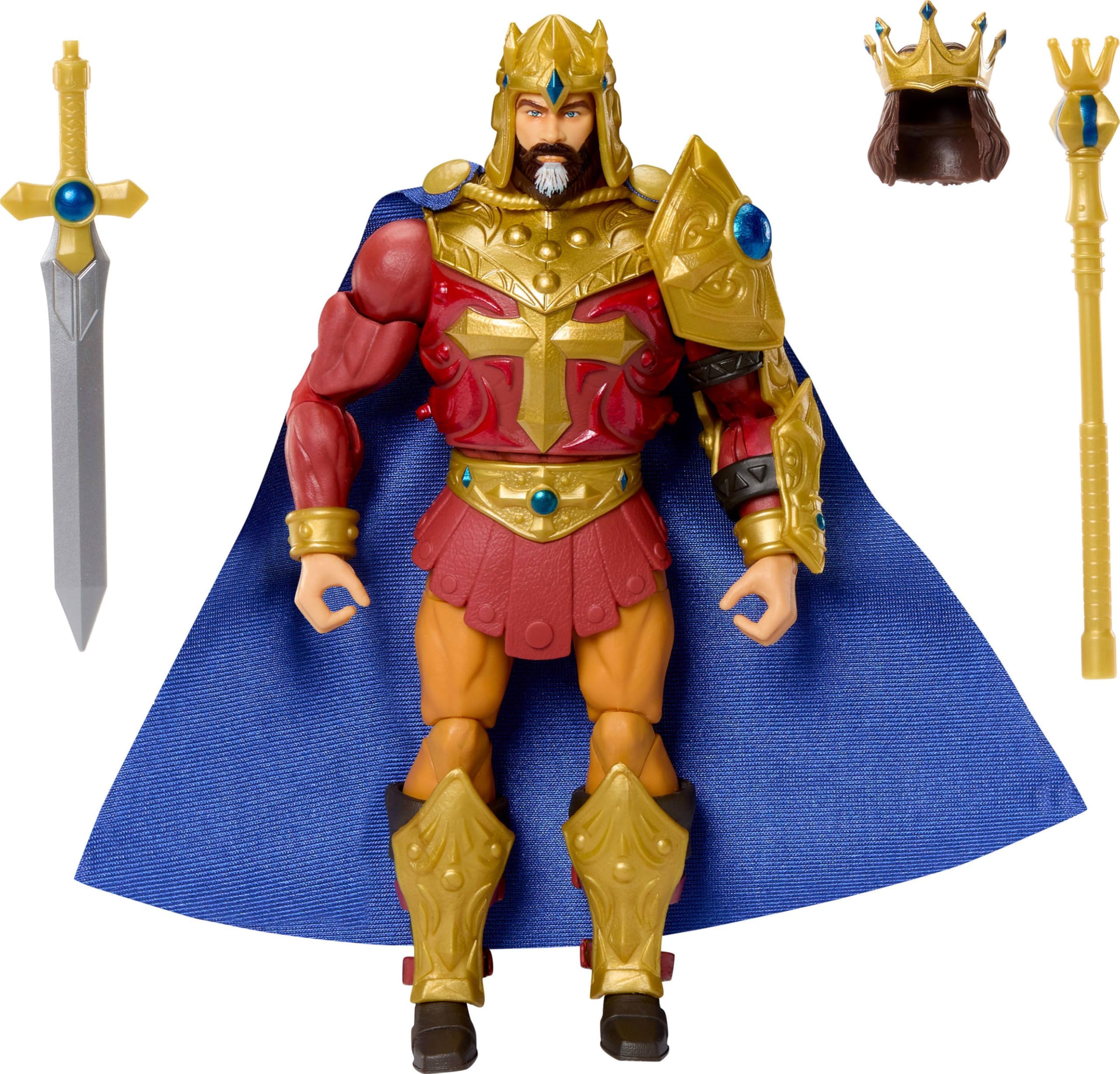 Masters of the Universe Masterverse 7-Inch Action Figure, New Eternia King Randor, Motu Toy Hero of Eternia, Cape & Armor, 30 Articulations