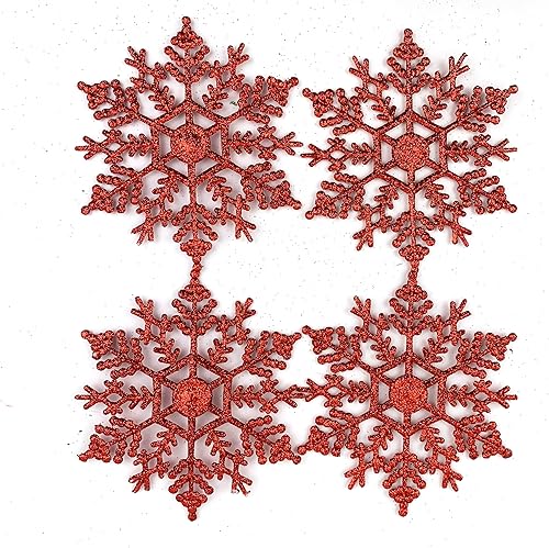 Miniatura 9 de Heyiwell 24 adornos de plástico azul real con purpurina para árbol de Navidad, fiesta, decoración de ventana de 4 pulgadas