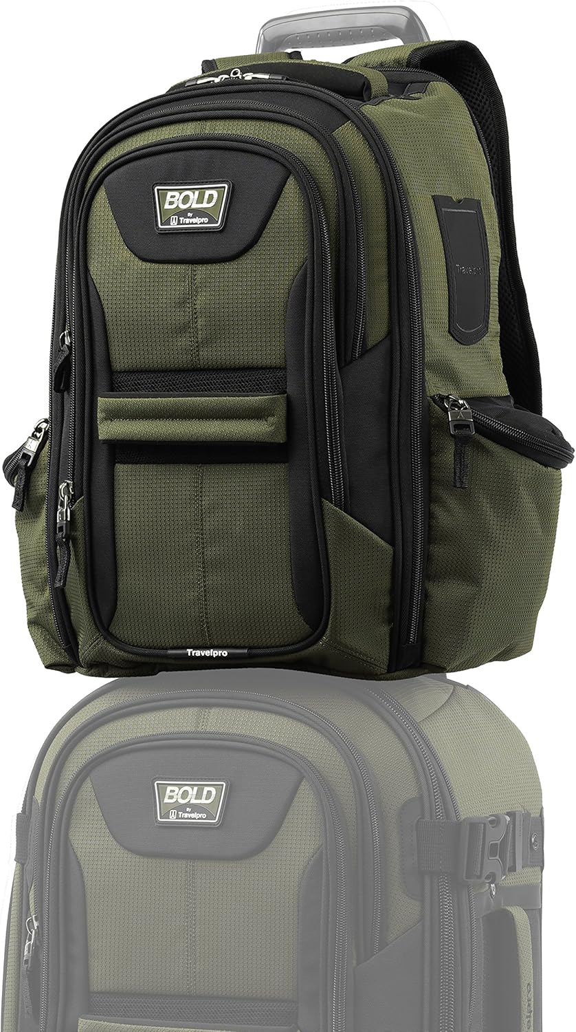 Travelpro Bold Lightweight Rugged Backpack, Fits up to 15.6 inch laptop and tablet sleeve, Olive/Black - Image 6