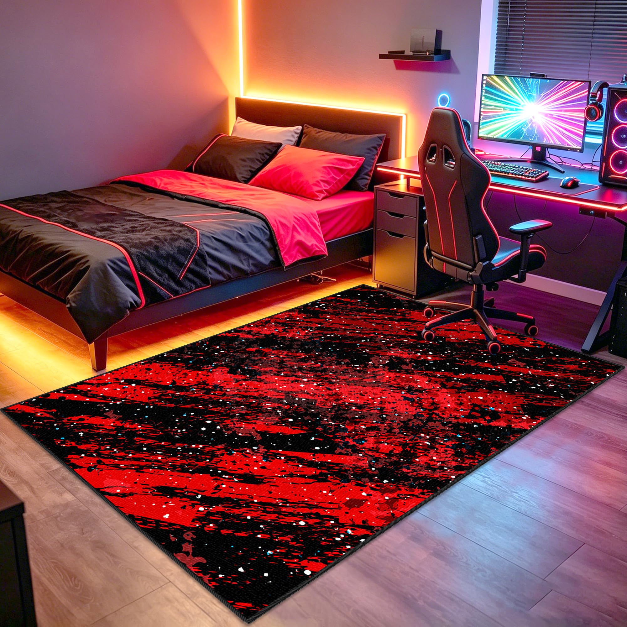 Mata do zabawy do pokoju chłopięcego mata do zabawy 130 x 150 cm mata podłogowa do gier, mata podłogowa e-sportowa mata na krzesło do gier salon mata ochronna na podłogę do gier 3D do jadalni
