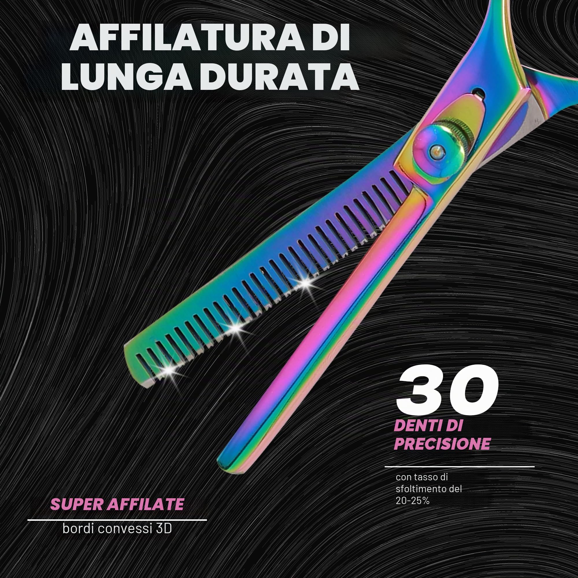 Forbici professionali per parrucchiere, per sfoltire i capelli, forbici da barbiere, parrucchiere, estetista, parrucchiere (titanio, 14 cm)