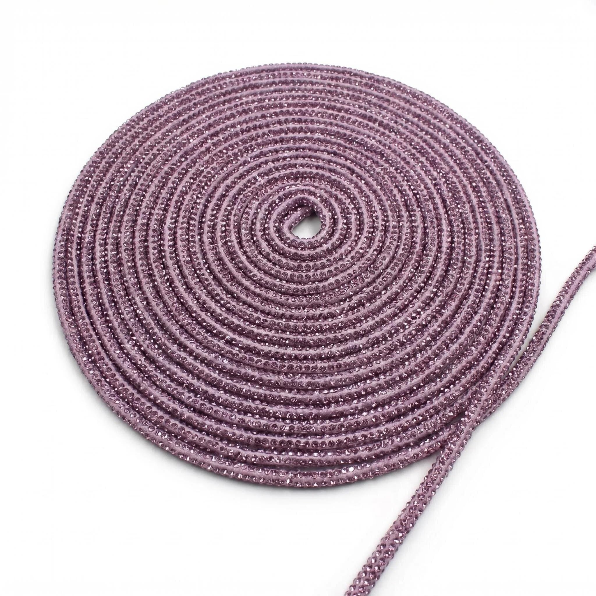 GDO GIOIE D'ORIENTE Cordone Strass in Silicone, 4 mm x 10m, con Cristalli Decorativi per Accessori Moda Borse Fai da te (Lilla scuro, 4.0 Millimetri X 10.0 Metri)