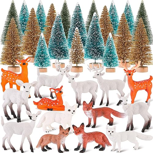 Shappy 38 figuras de animales del bosque de Navidad, figuras de criaturas del bosque, juguetes de animales salvajes realistas, suministros de fiesta