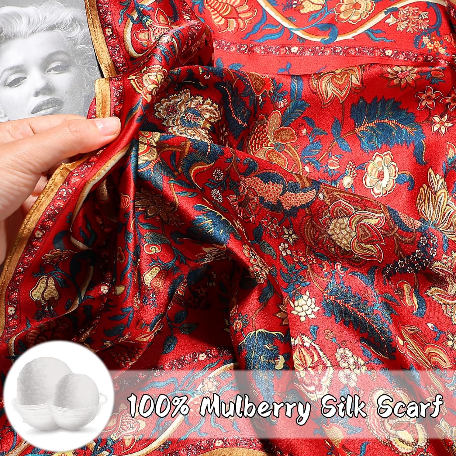 Ciormis 100% Mulberry Silk Scarf- 21" Square Neck Hair Scarves Lightweight Neckerchief for Women Ladies Men with Gift Box