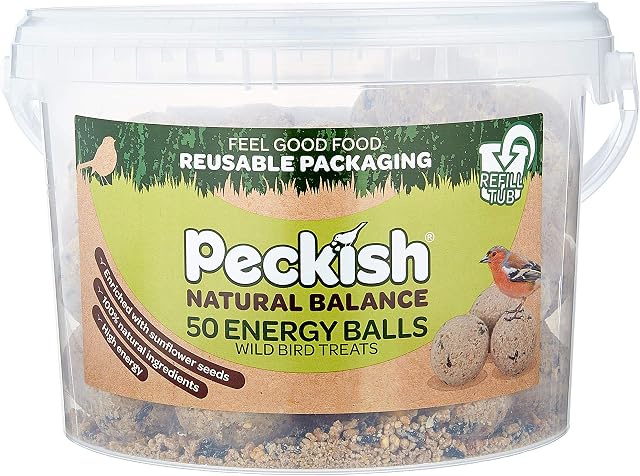 Peckish Natural Balance Energy Suet Fat Balls for Wild Birds, 50 Tub, 27 x 27.5 x 19 cm