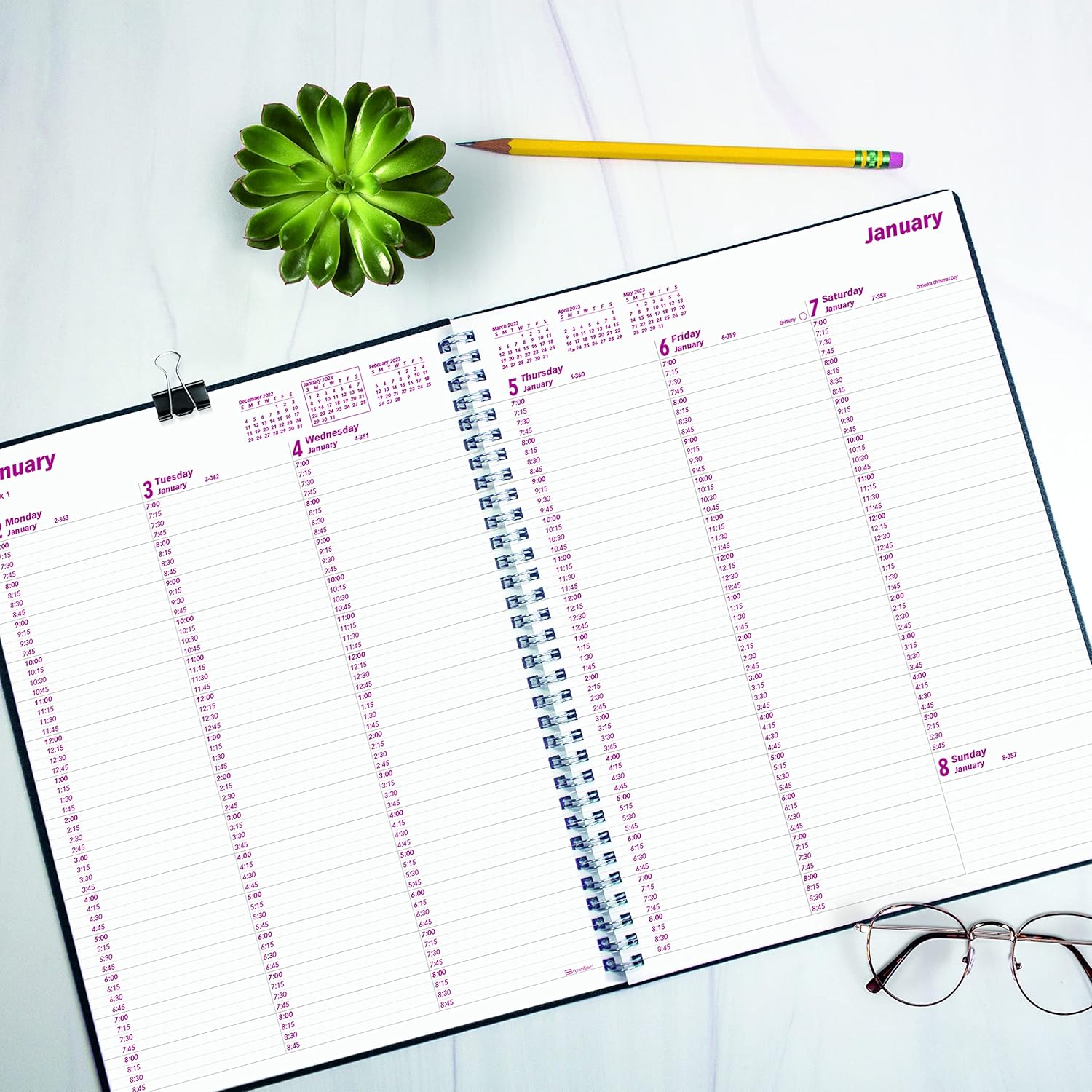 Brownline DuraFlex Weekly Planner, 11 x 8.5, Black Cover, 12-Month (Jan to Dec): 2023