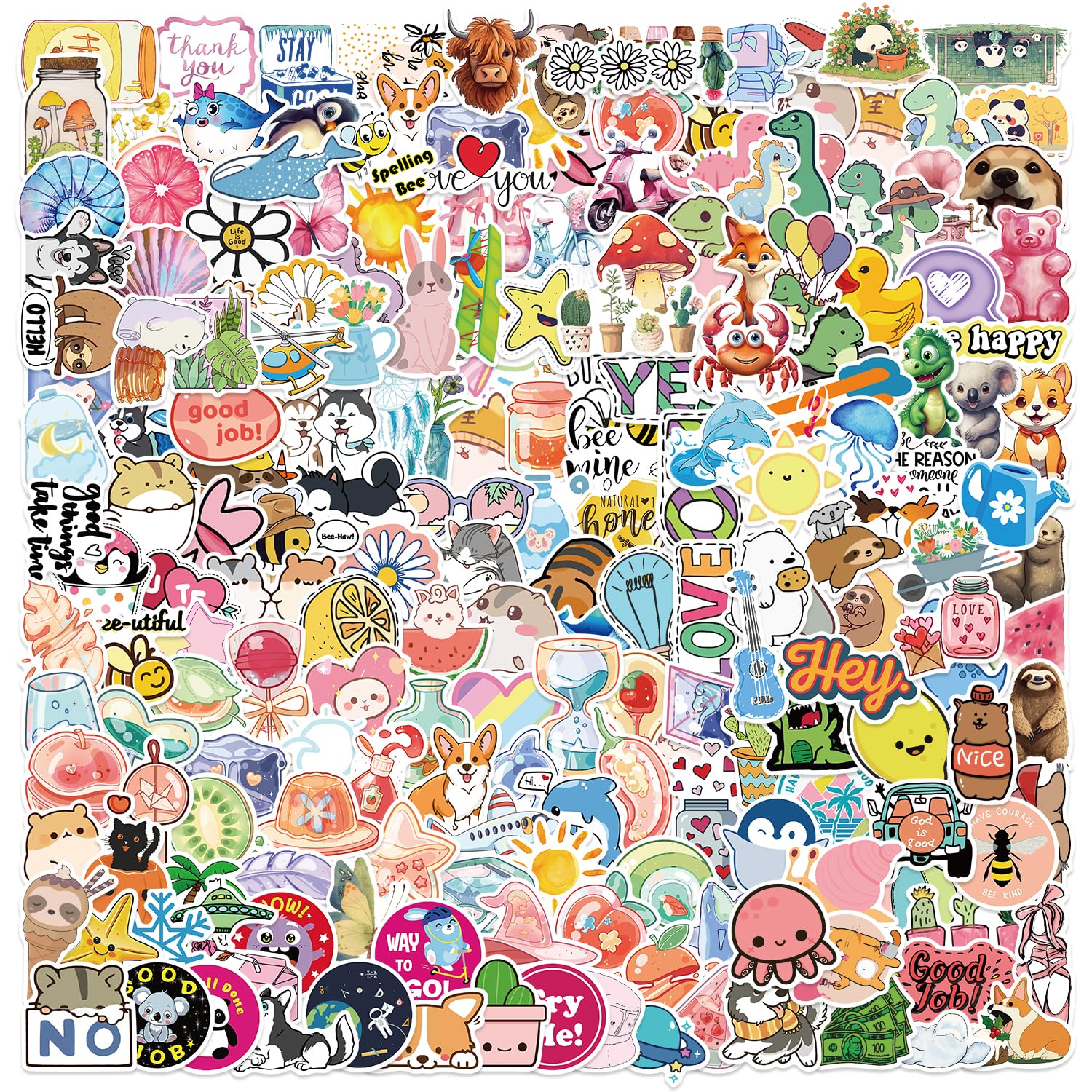 200PCS Water Bottle Stickers for Adults,Vinyl Creative Stickers for Laptop Car Luggage Notebook Scrapbooks,Humorous Personalized Stickers Set,Funny Decals Pack