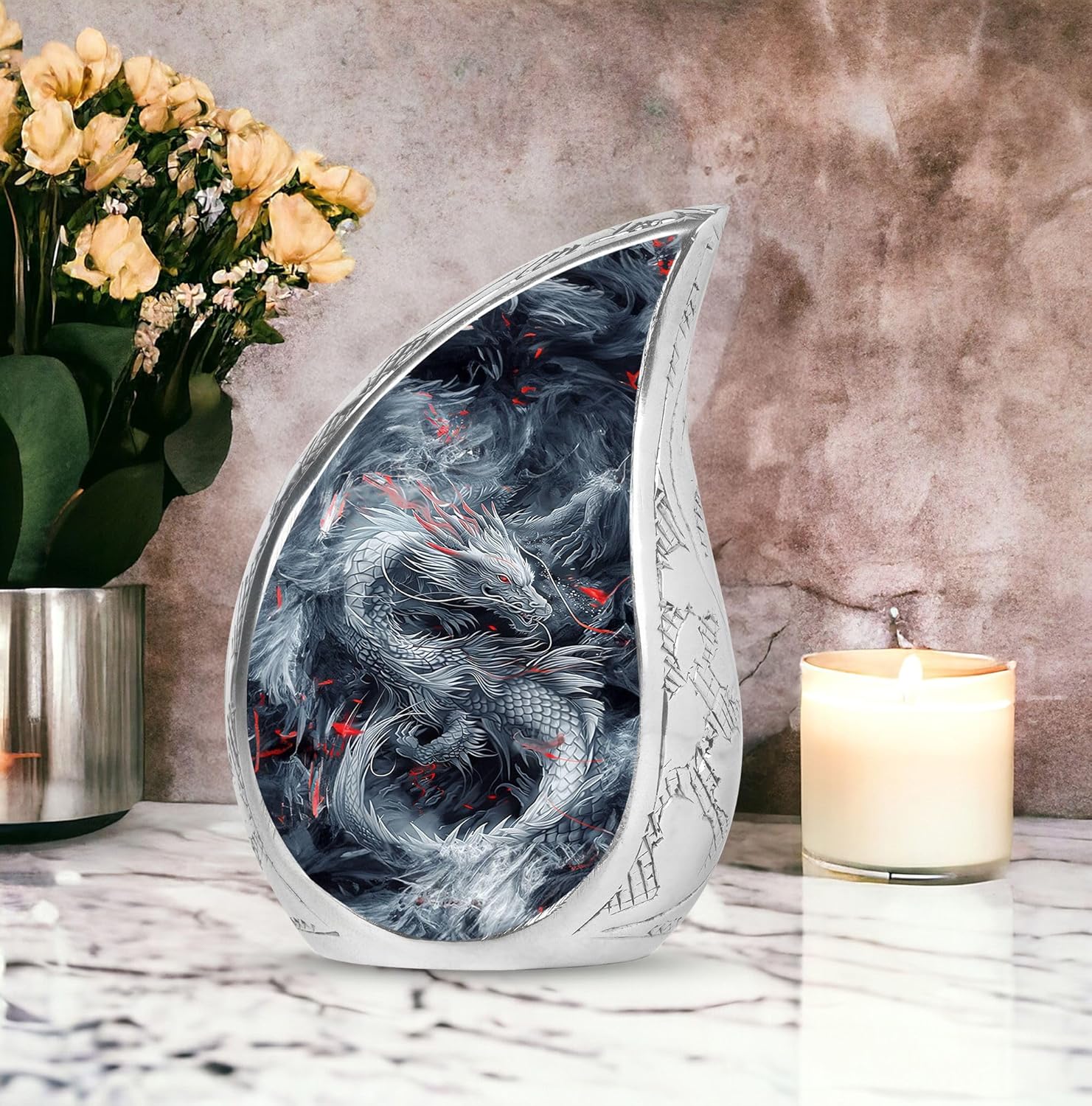 Dragon Urns for Human Ashes - Teardrop Urn for Human Ashes Adult Woman - Urn with Dragon - Cremation Urns for Adult Woman 10inch and 200 Cubic Inches