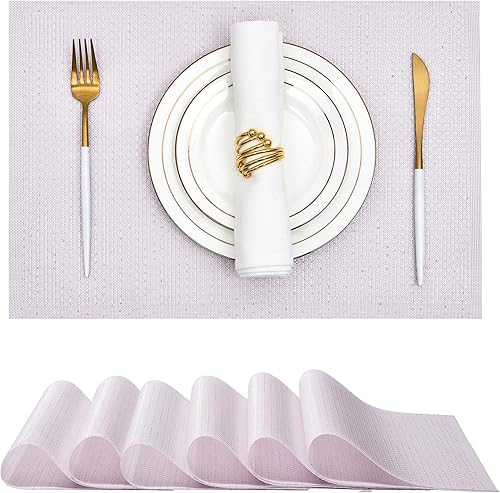 Miniatura 53 de Leetaltree juego de 6 manteles individuales de lentejuelas doradas de lujo - impermeables y lavables para boda, aniversario, uso diario - decoración