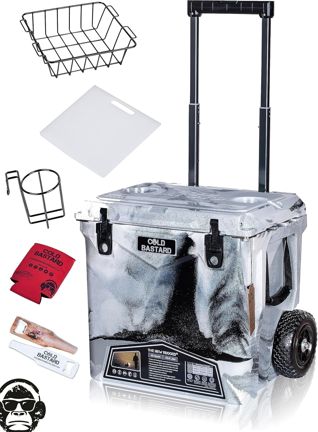 45QTW Cold Bastard Rugged+ CAMO Sand Gray Large Wheels Best Premium Ice Chest Cooler Accessories Free S&H