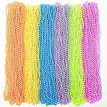 EOBOH 100PCS Mardi Gras Beads, 6 Kinds Colorful Bead Necklaces Bulk, 33 Metallic Round Beads Accessories, Bead Necklace Mardi Gras Holiday Events Parade Throws Party Decor Supplies Favors