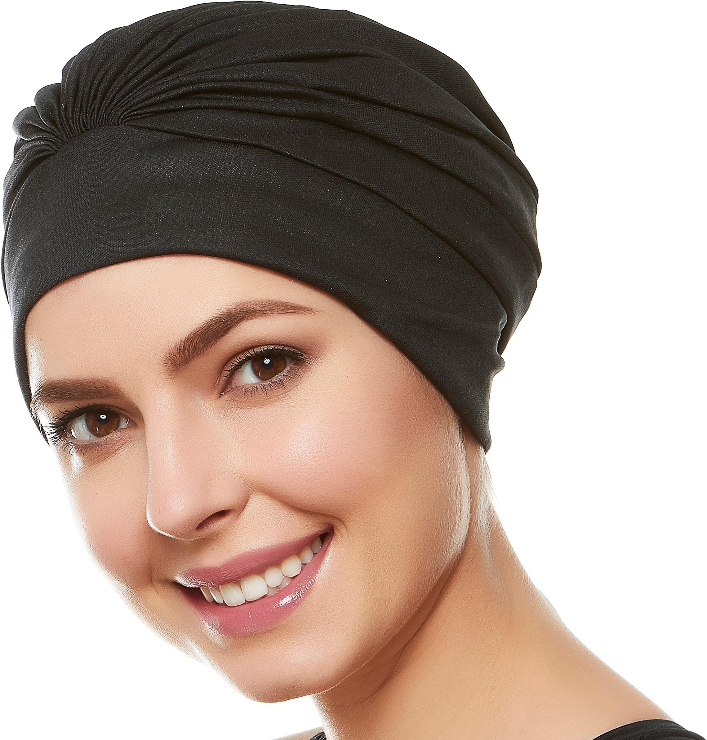 Beemo Swim Caps for Women Swimming Turban Polyester Latex Lined Pleated for Ladies