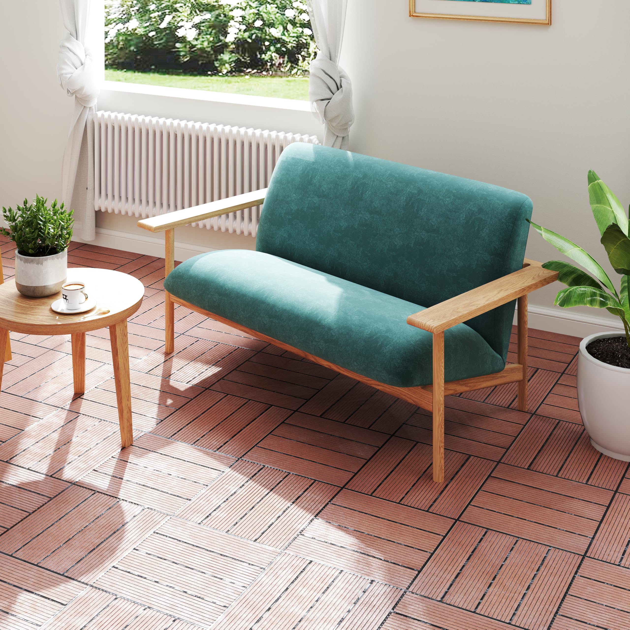 YRHome WPC - Piastrelle a scatto per terrazze, effetto legno, 30 x 60 cm, per terrazze, terrazze, terrazze, terrazze, terrazze, terrazze, con sistema di drenaggio, plastica, 1 m², per balcone,