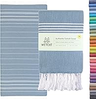 Vista 49 de WETCAT Toalla de playa turca de gran tamaño (38"x71") 100% algodón turco, fabricada en Turquía - sin arena, extragrande, ultrasuave, de secado