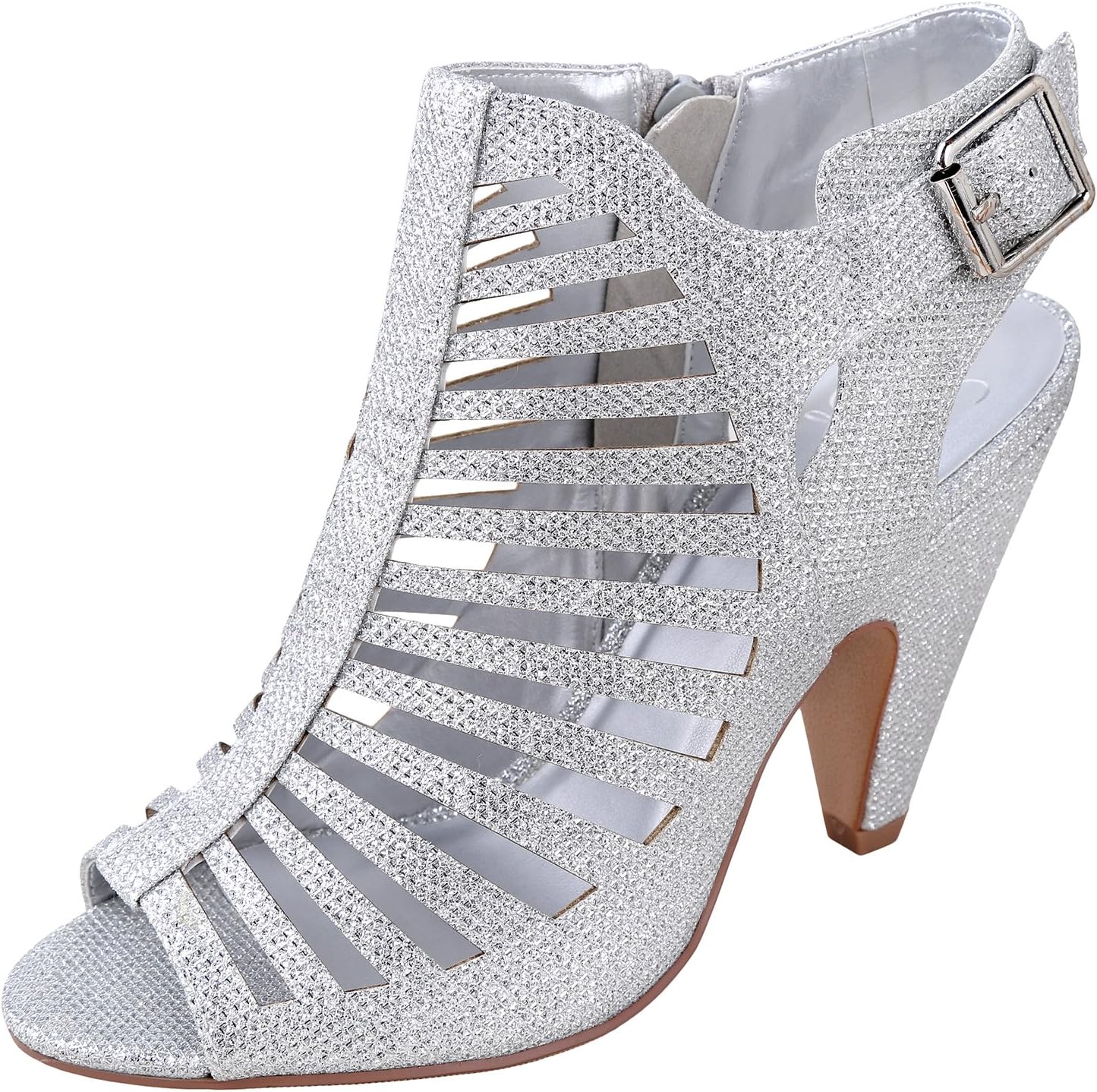 My Delicious Shoes Women's Shaky Synthetic Dress Silver 10