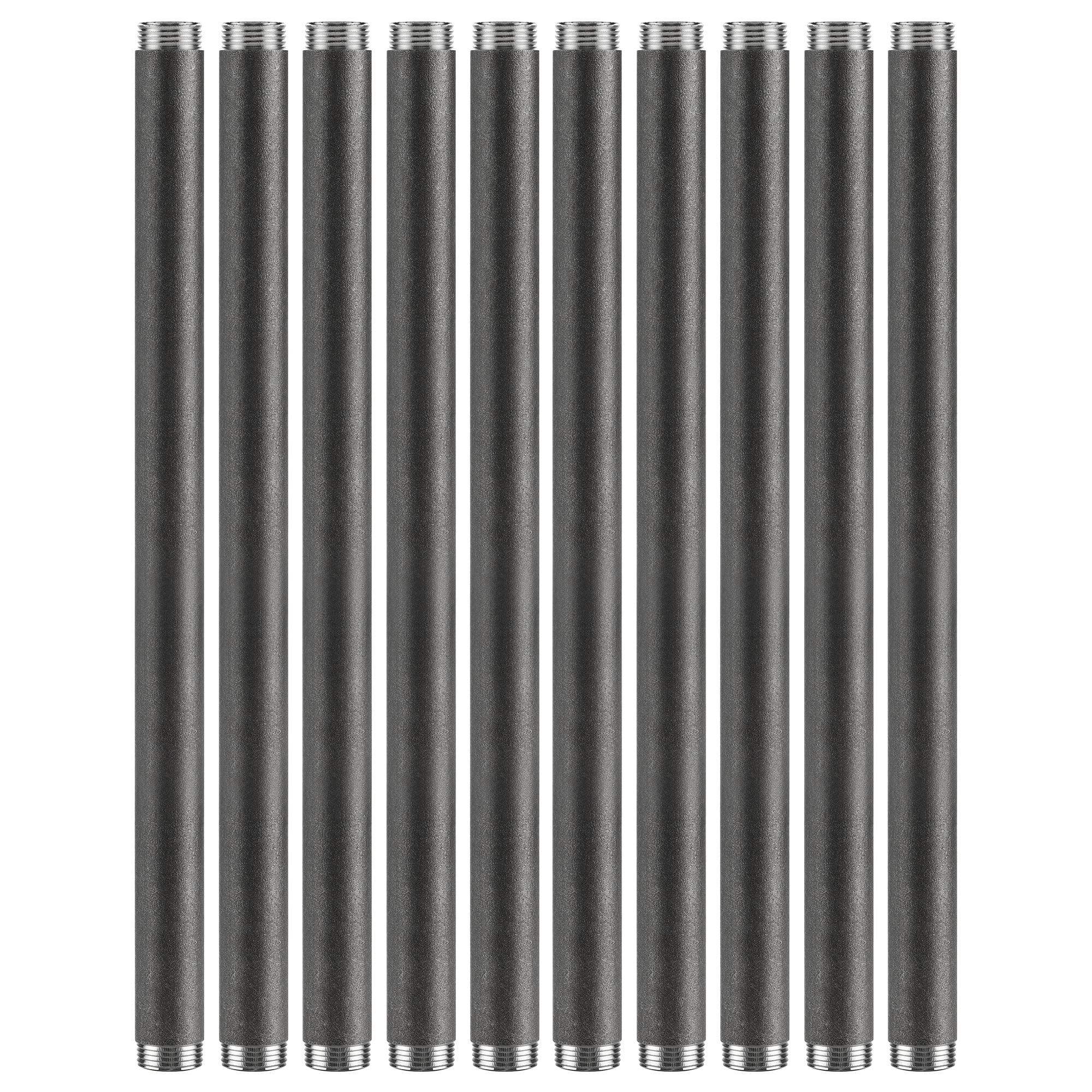 3/4"x 16" Industrial Pipe - Home Expert 10 Pack Primary Color Malleable Cast Iron Pipe Heavy Duty Pre Cut Metal Pipe Threaded Gray Pipe Fitting for Industrial Vintage Style DIY Project