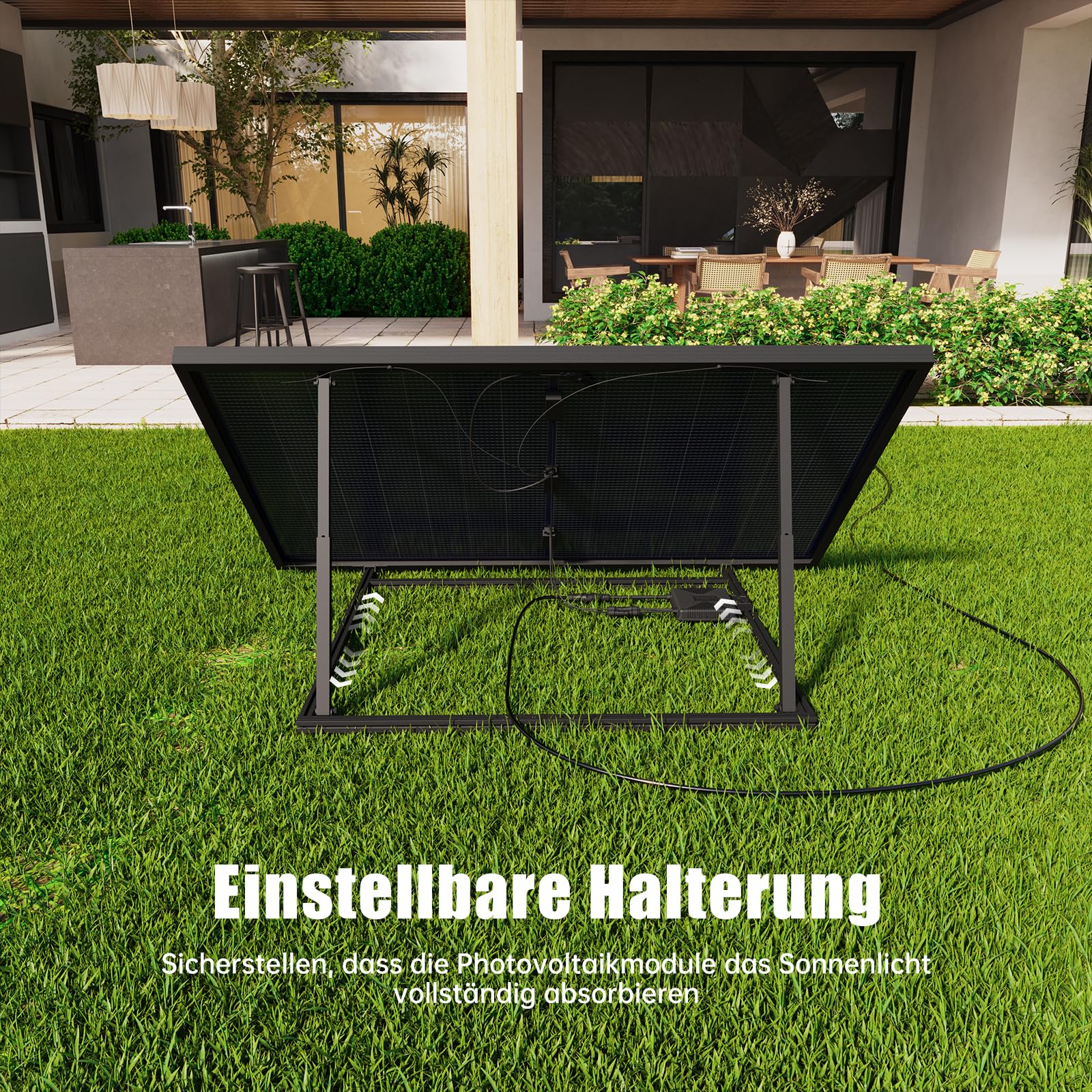 BENY Kit per energia solare da balcone Plug & Play, Kit per energia solare da balcone con supporto, Kit per energia solare da balcone 430W completo presa-600W inverter-430W moduli solari