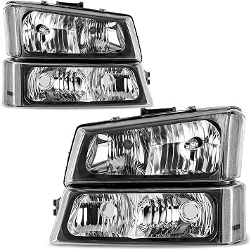 AUTOSAVER88 Headlight Assembly kit Compatible with 2003-2006 Chevy Silverado 1500 1500HD 2500HD 3500/2003-2006 Avalanche 1500 2500 Headlamp Replacement Passenger and Driver Side