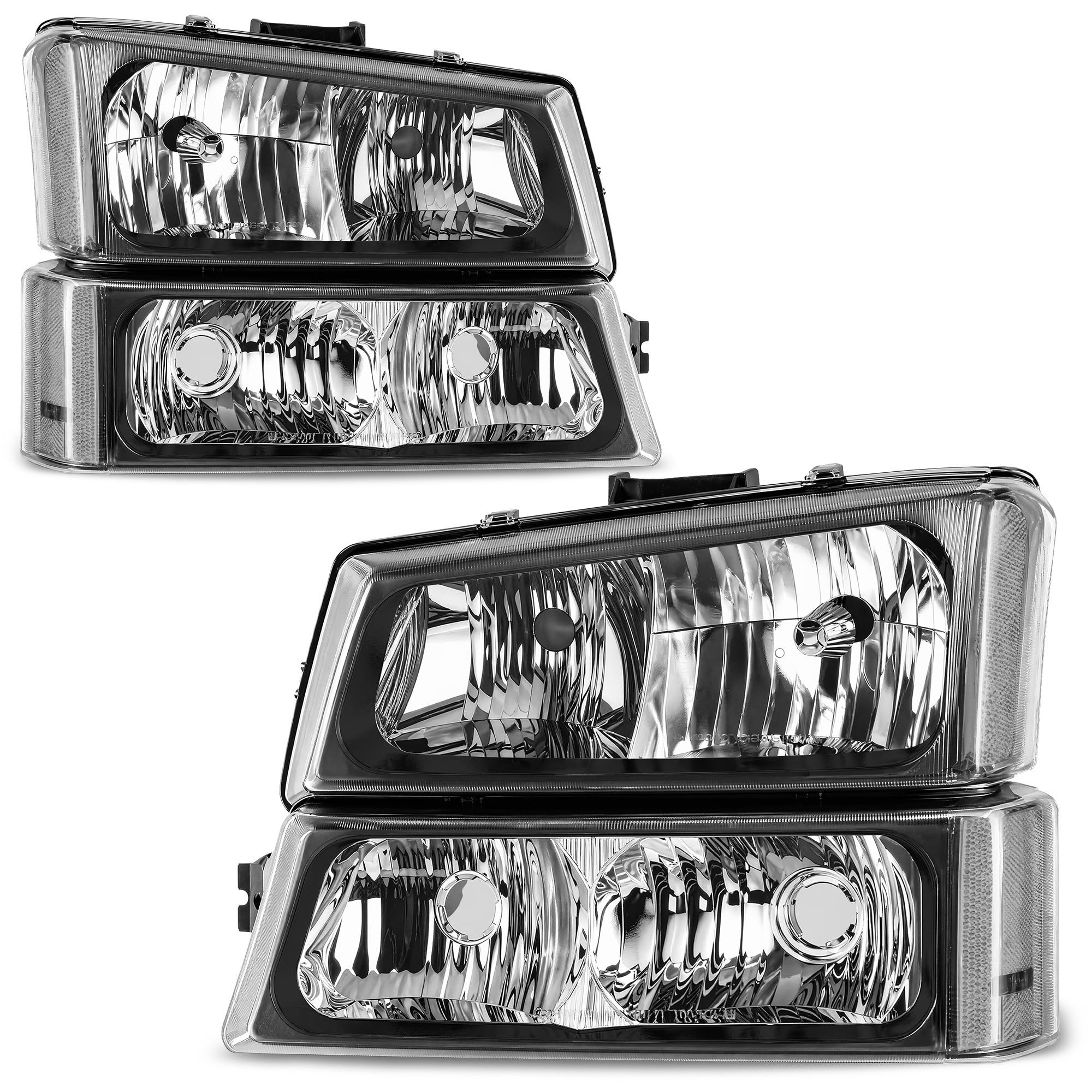 AUTOSAVER88 Headlight Compatible with 2003-2006 Chevy Silverado Black