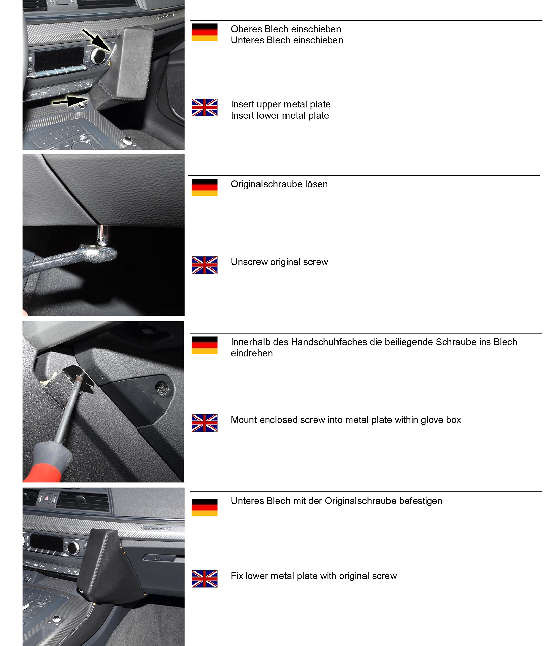 KUDA Handyhalterung passend für Audi Q5 ab 2016 - Telefonkonsole für Smartphones, Handys, Navi und mehr – Kunstlederkonsole, schwarz, 2655