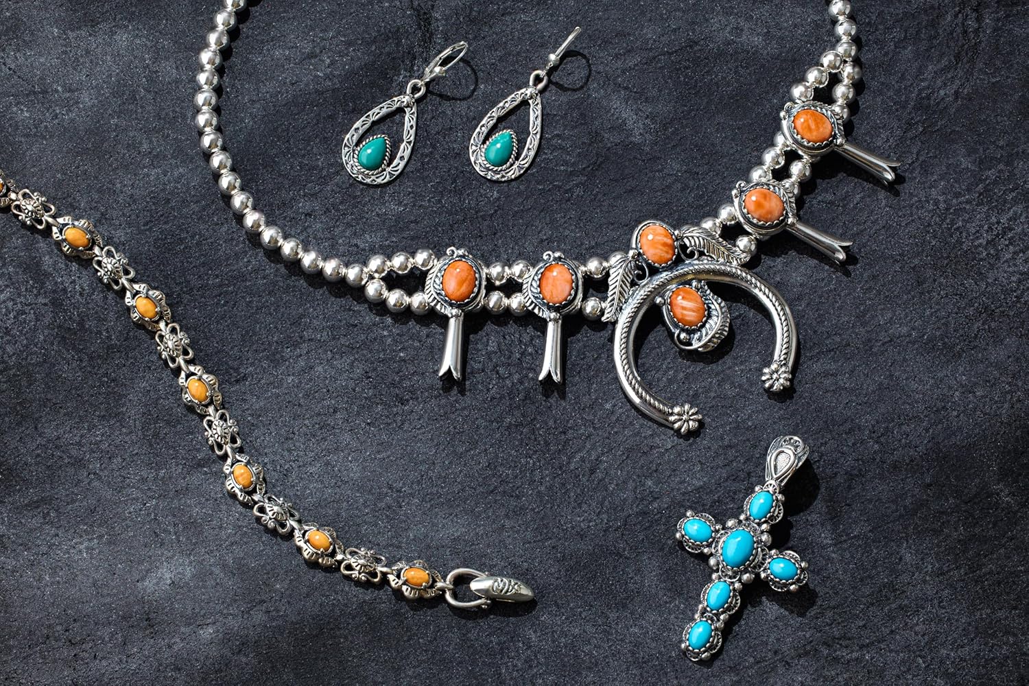 American West Jewelry Sterling Silver Women's Drop & Dangle Earrings Choice of Gemstone Color