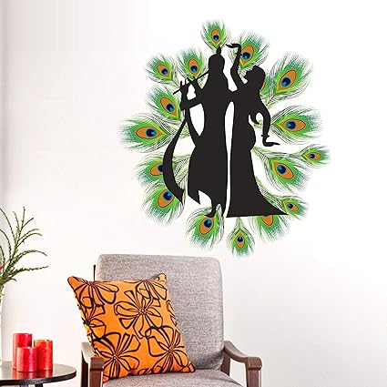 Sticker Yard Decoration Wall Stickers| Wall Sticker for Living Room -Bedroom - Office - Kids Room - Hall - Home D cor| Radha Krishna Wall Sticker & Decal Vinyl Sticker