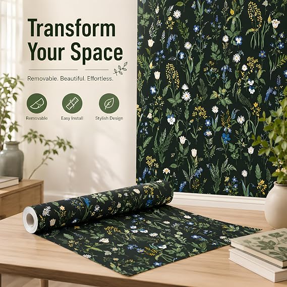 Peel and Stick Wallpaper Boho 44x300cm Floral Wallpaper