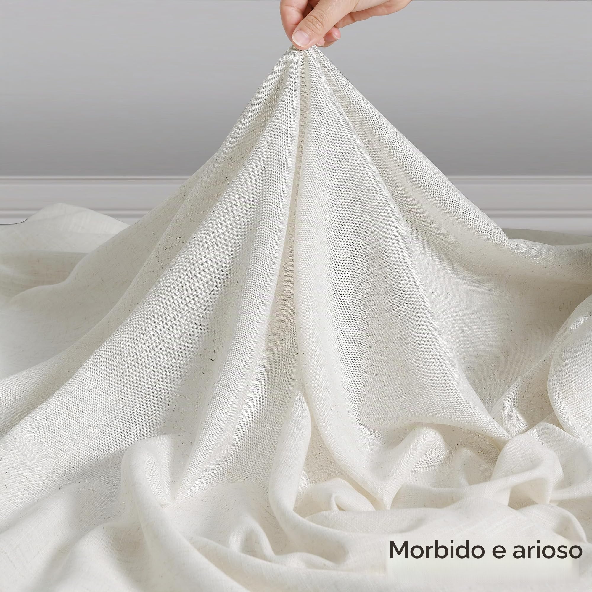 Tende in lino da 330 cm per soffitto alto soggiorno camera da letto 2 pannelli tende su misura con occhielli semi velate filtranti luce extra lunghe 332 cm per finestre a 2 piani, avorio crema 3,9 m