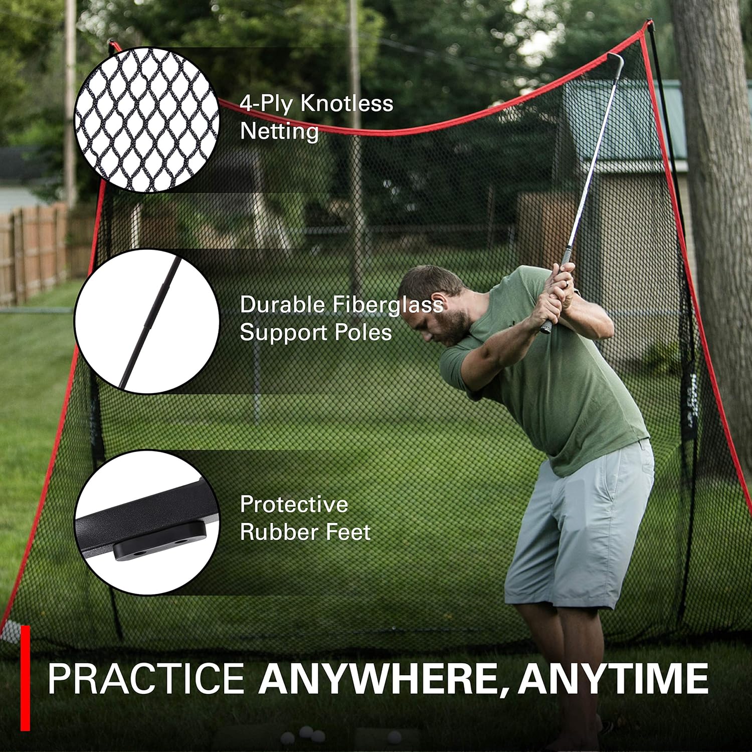Rukket 10x7ft Haack Golf Net | Practice Driving Indoor and Outdoor | Golfing at Home Swing Training Aids | by SEC Coach Chris Haack (10x7 Hitting Net) : Sports & Outdoors