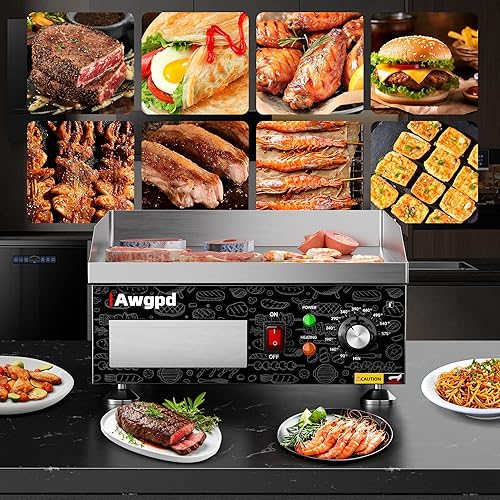 Miniatura 9 de Plancha eléctrica, parrilla eléctrica comercial de 1800 W, 14 pulgadas, plancha eléctrica de encimera de 14 pulgadas, control de temperatura