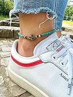 Vista 27 de Made by Nami Boho Surfer Anklet Waterproof & Adjustable Beaded Anklets for Women Beachy Ankle Bracelet Made from Waxed Cotton Rope and Beads for