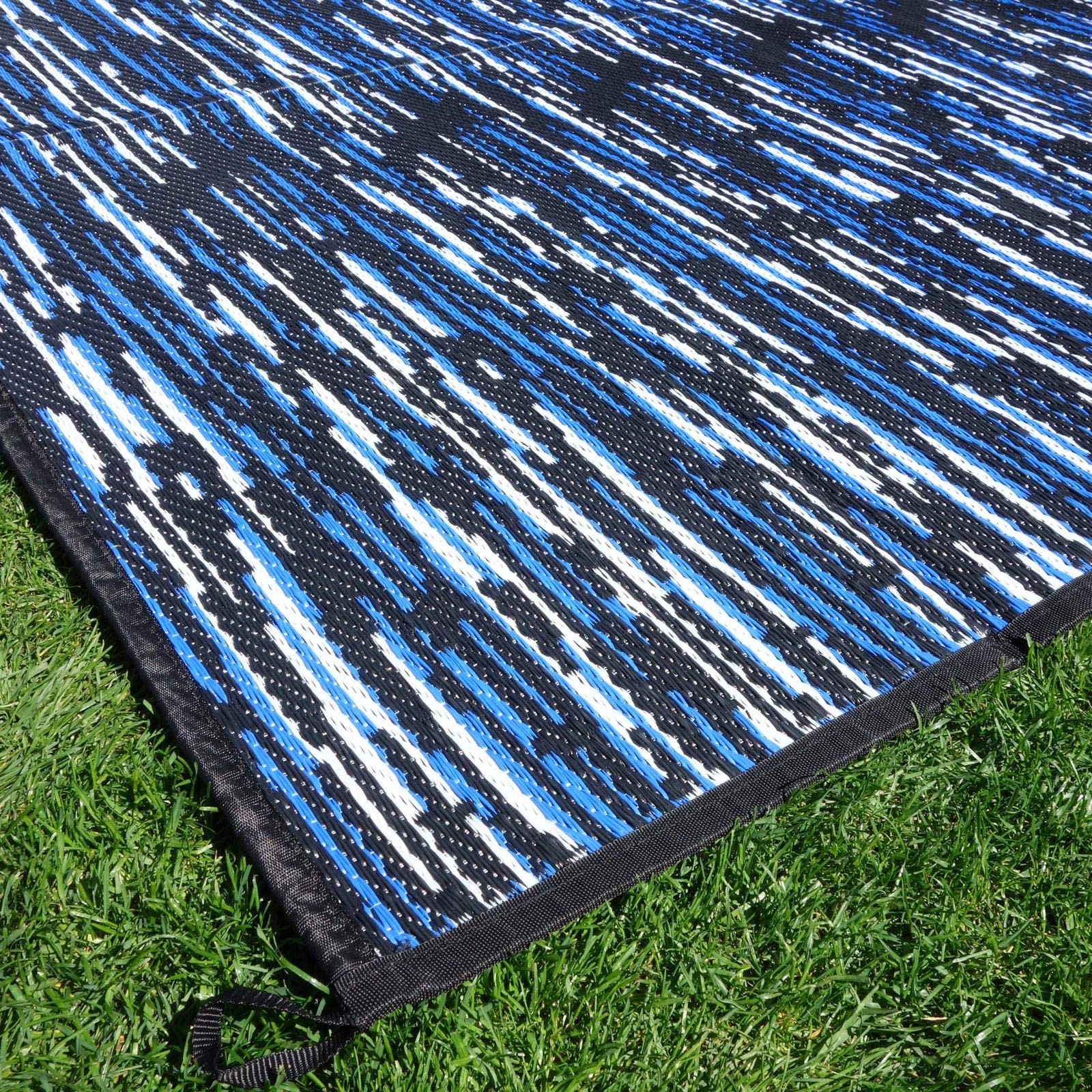 Outdoor Teppich ´´´odooro WAVETEX Platin 2,7m x 7m schwarz-blau *** VIELE GRÖSSEN + Farben ** 450 g/m² Camping Zeltteppich Vorzelt Garten Spieldecke Wohnwagen Camper